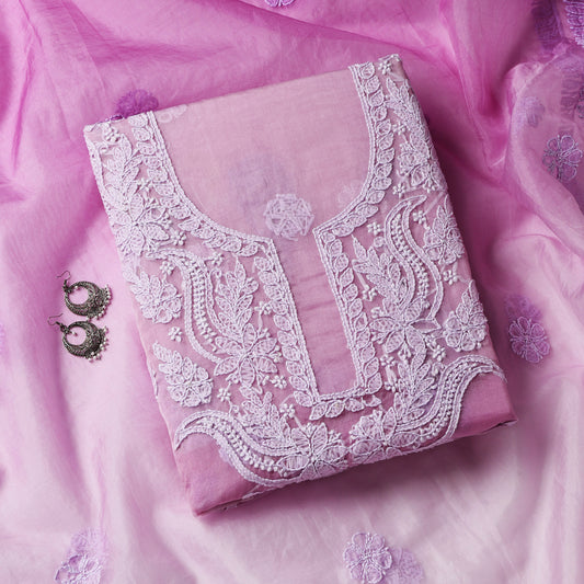 Organza Kurta and Dupatta material in purple ombre