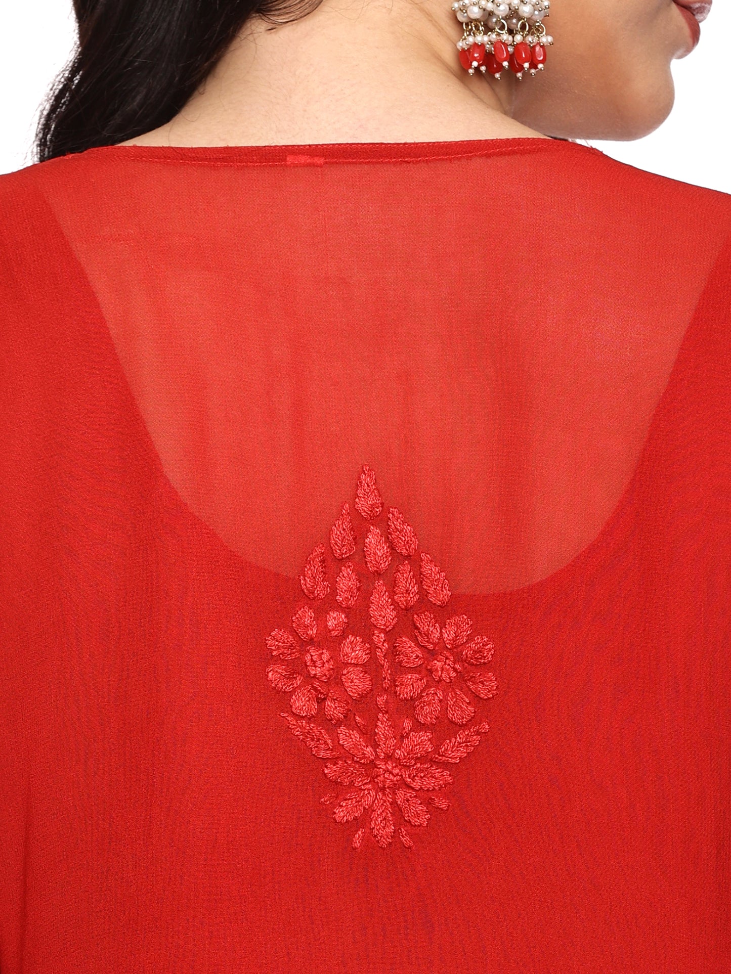 Viscose Chikankari Premium Plazo Set in Red with Inner