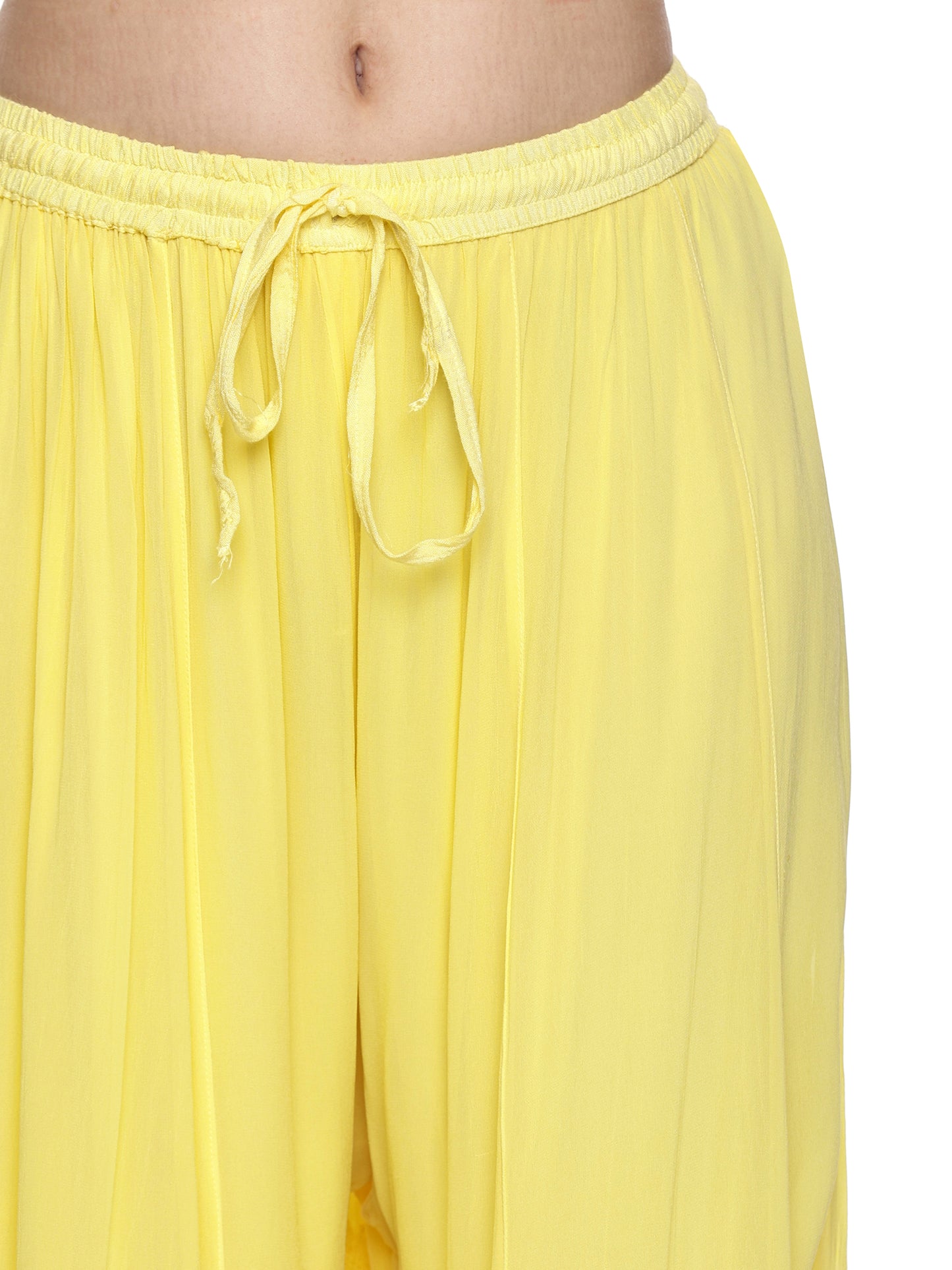 Viscose Chikankari Mukaish Work Suit in Yellow Ombre with Inner