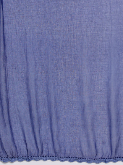 Viscose Chikankari Mukaish Work Suit in Dark Blue with Inner