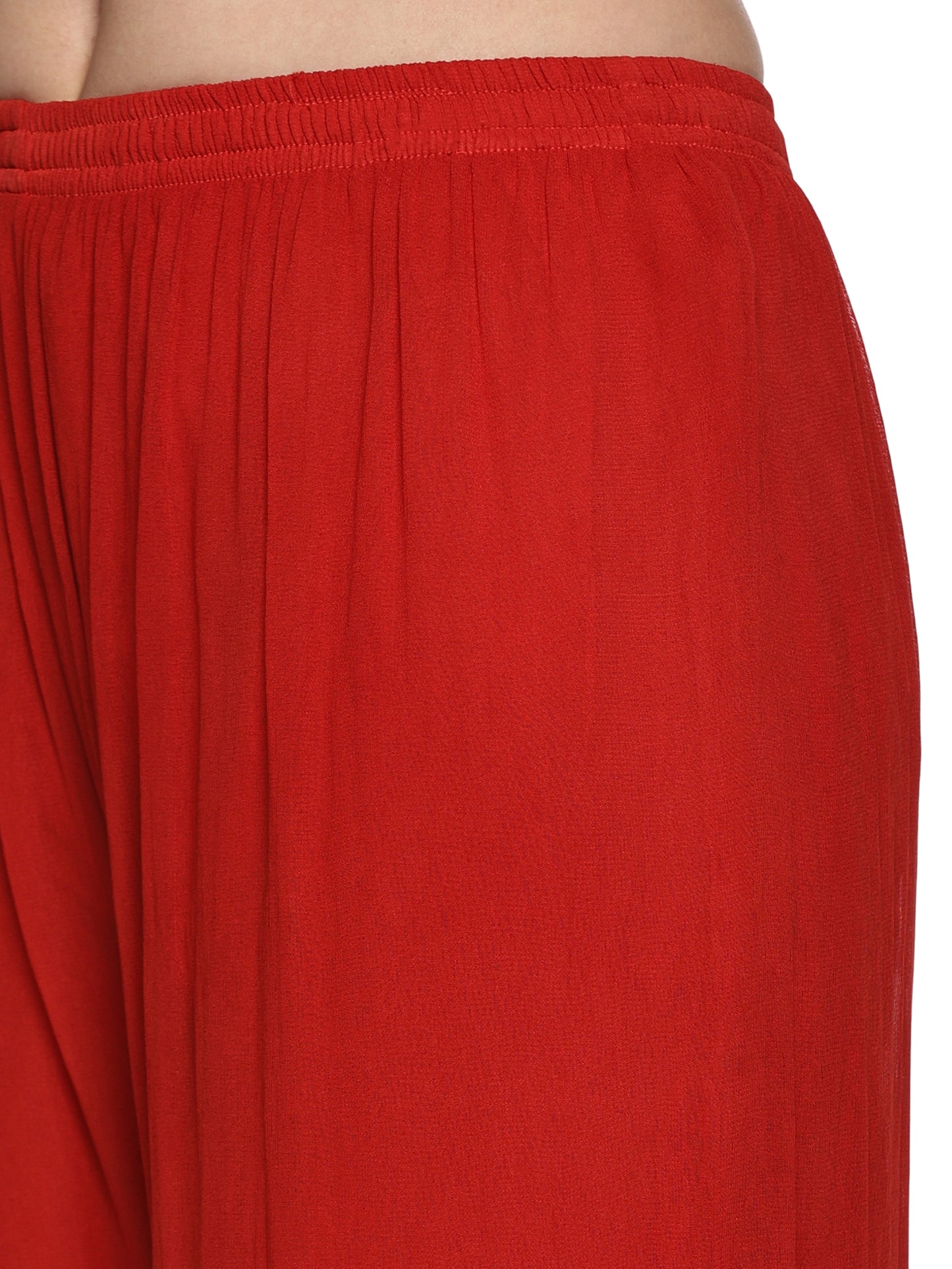 Viscose Chikankari Premium Plazo Set in Red with Inner